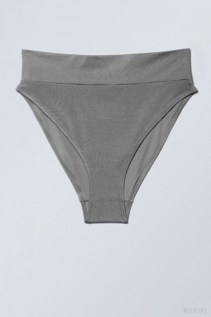 Weekday Heat High Stanem Bikini Bottoms Szare | JDMI5479