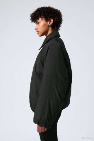 Weekday Helena Watowany Jacket Czarne | CILE3184