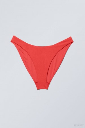 Weekday Highcut Bikini Bottoms Czerwone | JLHE8423