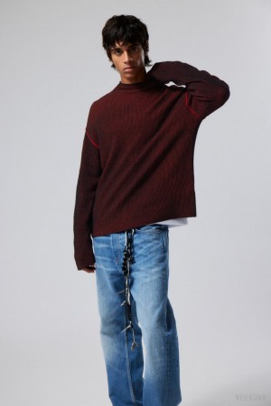Weekday Holger Regular Wełna Mockneck Czerwone | YFXB0955