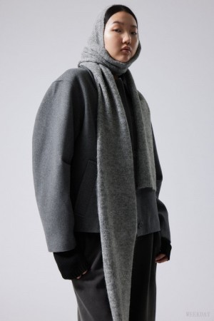 Weekday Hood Scarf Szare | ROAM0349