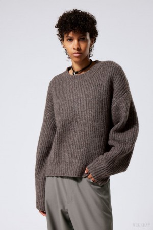 Weekday Ivy Knit Swetry Ciemny | OSBH6451