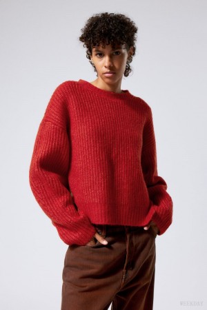 Weekday Ivy Knit Swetry Czerwone | KWAH8877