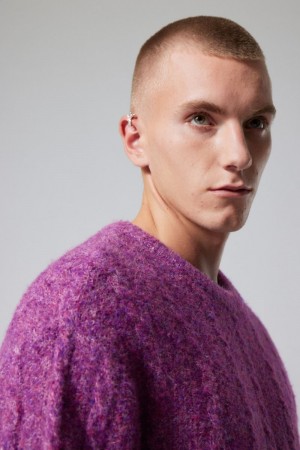 Weekday Jesper Wełna Blend Knit Swetry Ciemny Różowe | FGEP3185