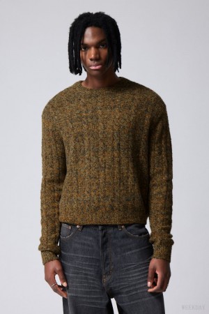 Weekday Jesper Wełna Blend Knit Swetry Dusk Moss | JXHY9415