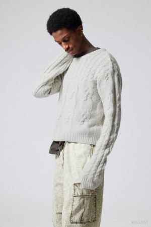 Weekday Jesper Wełna Blend Knit Swetry Ecru | VHMF7455