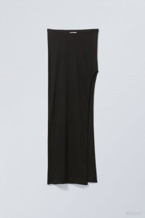 Weekday Joan Slit Skirt Czarne | JLYO3100