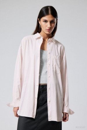 Weekday Jody Oversized Shirt Różowe | MSDT8394