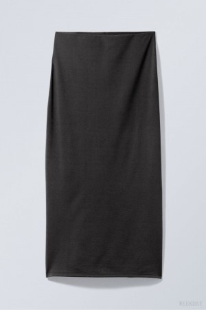 Weekday Johanna Long Pencil Skirt Czarne | TDHK7382