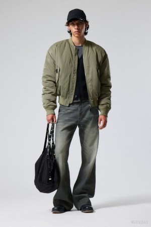 Weekday Jon Bomber Jacket Khaki Zielone | XJOY2538