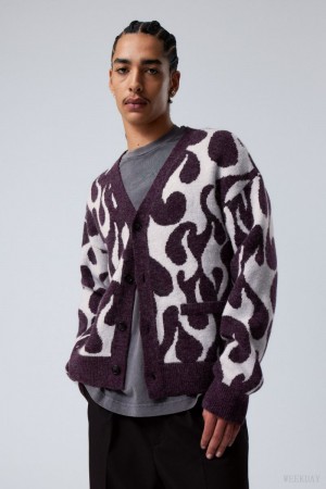 Weekday Jonas Regular Cardigan Czarne Niebieskie | FSIB6030