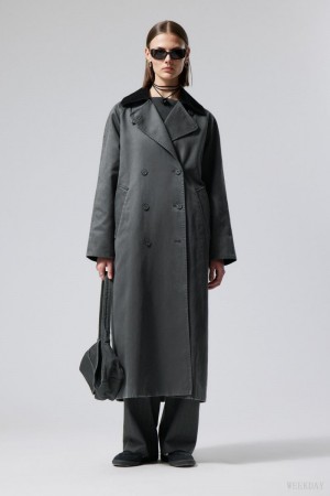 Weekday Jones Waxed Coat Ciemny Zielone | AYUT5168