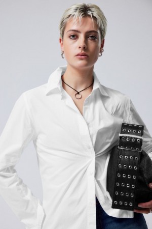 Weekday June Fitted Shirt Białe | AWXV4434