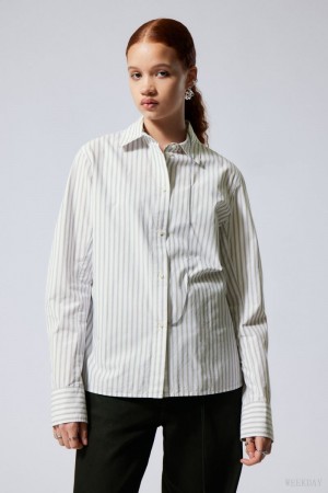 Weekday June Fitted Shirt Szare | HBRF2454