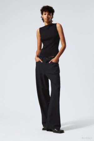 Weekday Juun Baggy Trousers Czarne | IYLR8971