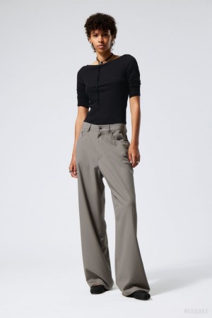 Weekday Juun Baggy Trousers Szare | BZIR3706
