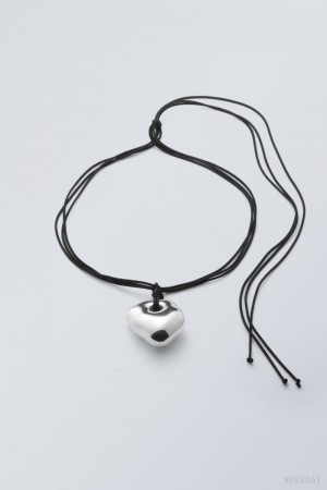 Weekday Kate Necklace Srebrne | LKQC6407