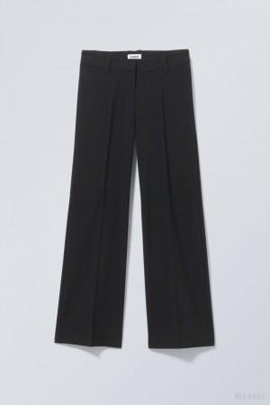 Weekday Keel Low Suiting Trousers Czarne | HLCC3908