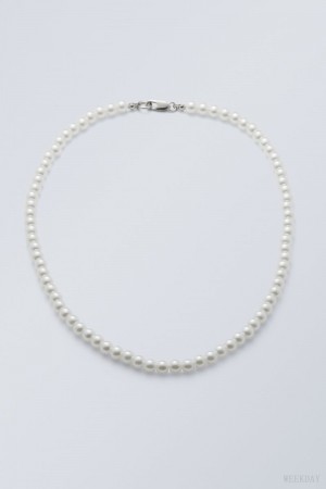 Weekday Kevin Beaded Necklace Pearl | MROA8518