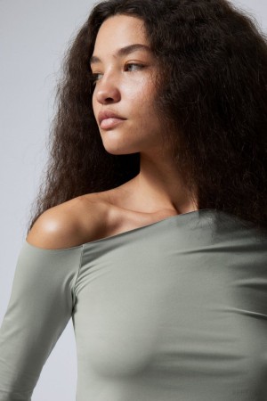 Weekday Kiara One Shoulder Top Szare | ESOG3888