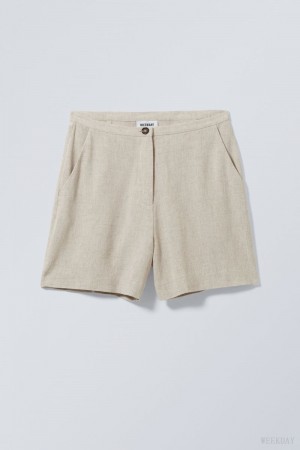 Weekday Kit Linen Mix Shorts Ecru | EAIW7127