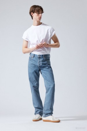 Weekday Klean Regular Prosty Jeans Niebieskie | QGCT2244
