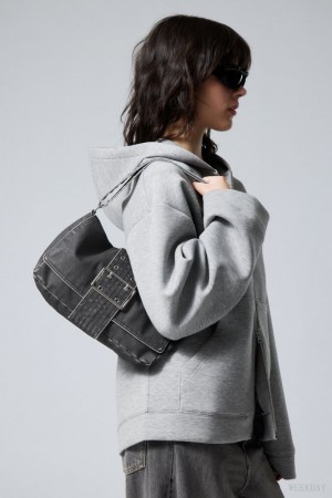 Weekday Kylie Denim Shoulder Bag Czarne | JTHI9298