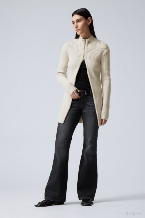 Weekday Laila Long Zip Cardigan Głęboka | WVWN2883