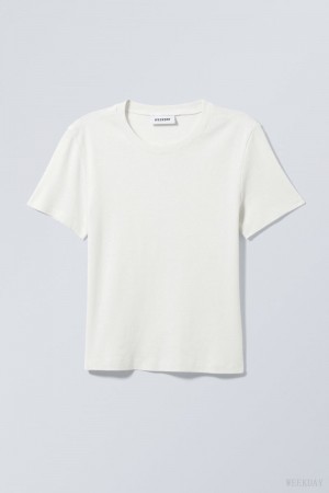 Weekday Lean 90's Fit T-shirt Białe | ABIS2761