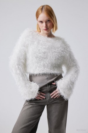 Weekday Leya Hairy Bell Sleeve Trykotowy Swetry Głęboka | FBAP3075