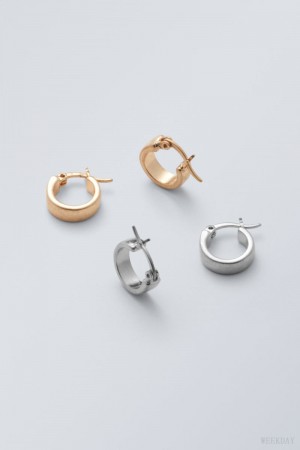 Weekday Liam Hoop Set Srebrne | HIXH3595