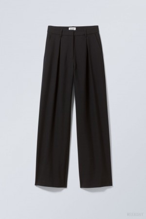 Weekday Lilah Tailored Trousers Czarne | QQHO0872