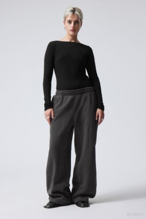Weekday Loose Long Heavyweight Sweatpants Szare | ENLG1257