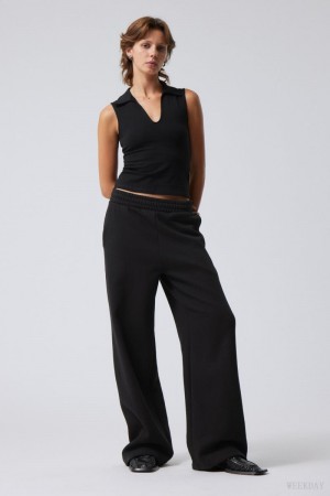 Weekday Loose Long Heavyweight Sweatpants Czarne | SNLV1947