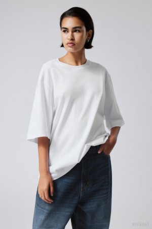 Weekday Loose Oversized Fit T-shirt Białe | YGGI7014