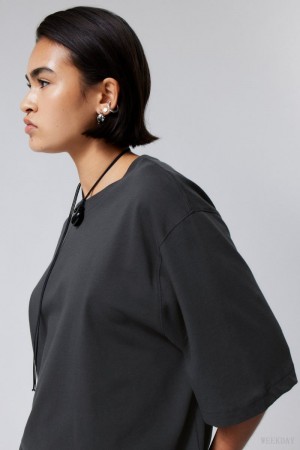 Weekday Loose Oversized Fit T-shirt Czarne | LOJQ6739