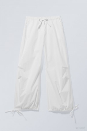 Weekday Luisa Parachute Trousers Białe | NTSQ8424
