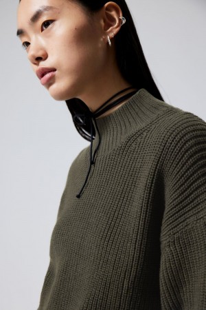 Weekday Lyla Knit Swetry Ciemny Zielone | EXPS4314