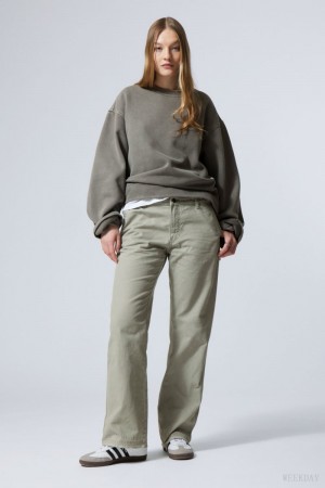 Weekday Mace Carpenter Trousers Szare | QDLE5676