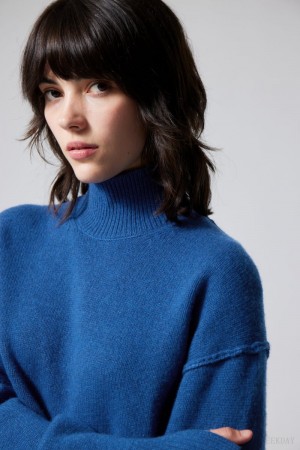 Weekday Maggie Wełna Turtleneck Niebieskie | OQDP8922