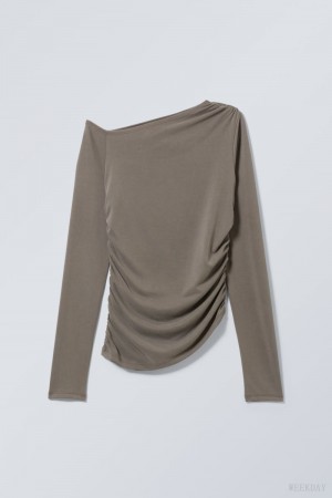 Weekday Main Asymmetric Long Sleeve Ciemny | UVOX1647
