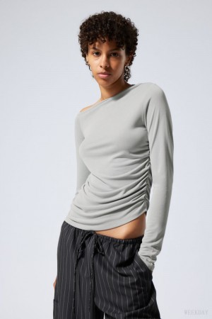 Weekday Main Asymmetric Long Sleeve Głęboka Szare | KWVS1439