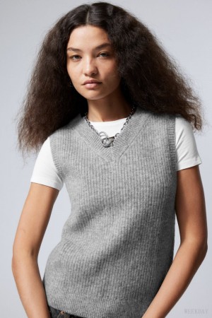 Weekday Margo Vest Szare | ARTU4995