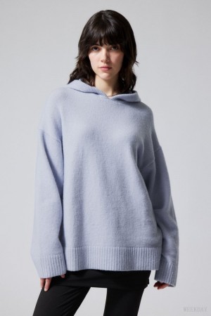 Weekday Marla Oversized Soft Knit Hoodie Głęboka Fioletowe | HOEC9563