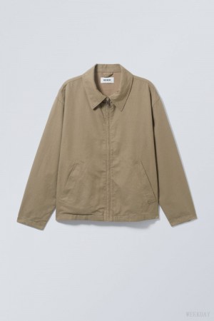 Weekday Martin Linen Jacket Ciemny Beżowe | NMZG7956
