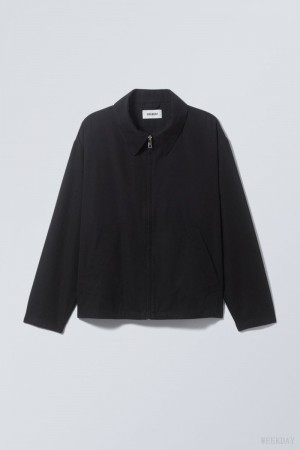 Weekday Martin Linen Jacket Czarne | YMTV4741
