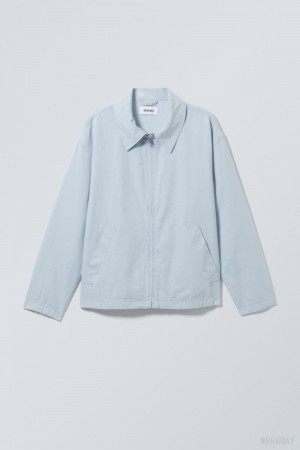 Weekday Martin Linen Jacket Głęboka Niebieskie | QDBB2867