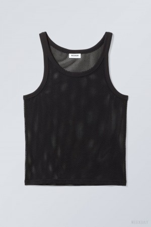 Weekday Matheus Mesh Tank Top Czarne | XJPW4063
