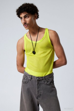 Weekday Matheus Mesh Tank Top Zielone | IEYY1860