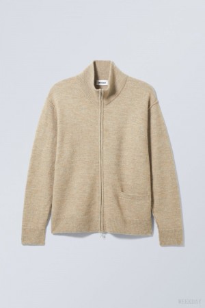 Weekday Mattias Regular Cardigan Beżowe | XNVX3420